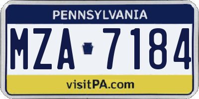 PA license plate MZA7184