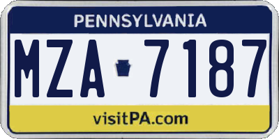 PA license plate MZA7187