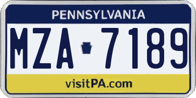 PA license plate MZA7189