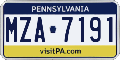 PA license plate MZA7191
