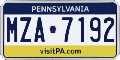 PA license plate MZA7192