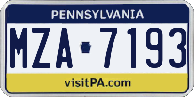 PA license plate MZA7193