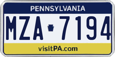 PA license plate MZA7194