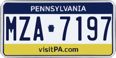 PA license plate MZA7197
