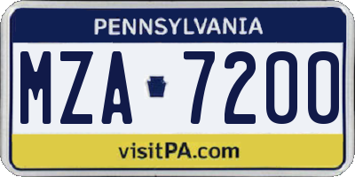 PA license plate MZA7200