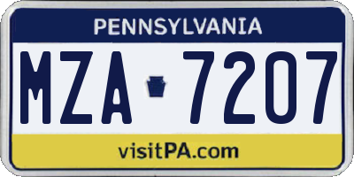 PA license plate MZA7207