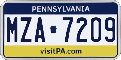 PA license plate MZA7209