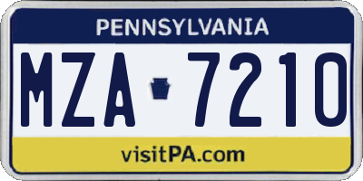PA license plate MZA7210