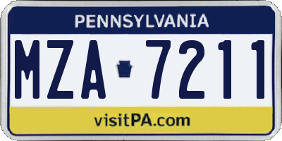 PA license plate MZA7211