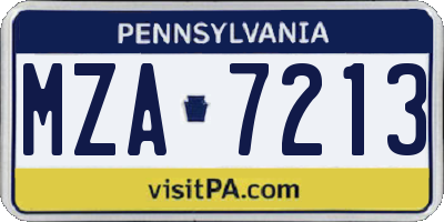 PA license plate MZA7213