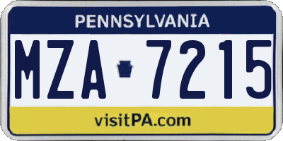 PA license plate MZA7215
