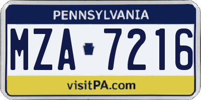 PA license plate MZA7216