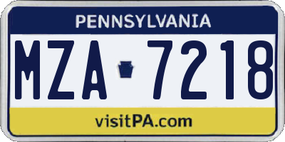 PA license plate MZA7218
