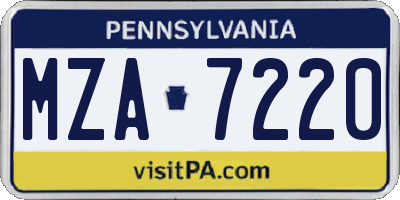 PA license plate MZA7220