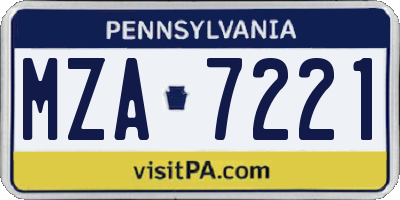 PA license plate MZA7221