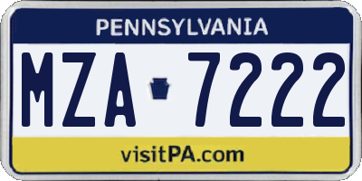 PA license plate MZA7222