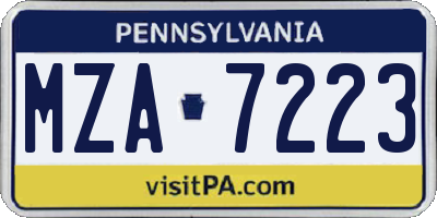 PA license plate MZA7223