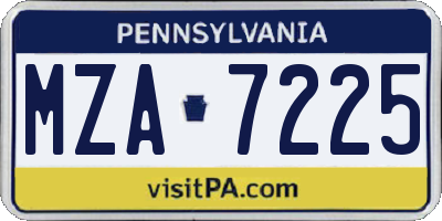 PA license plate MZA7225