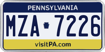 PA license plate MZA7226