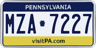 PA license plate MZA7227