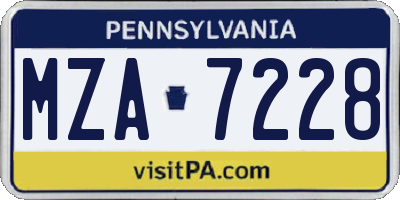 PA license plate MZA7228