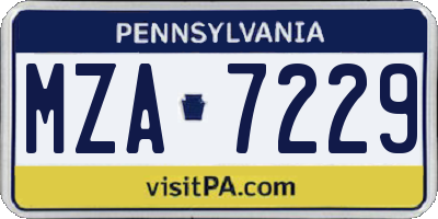 PA license plate MZA7229