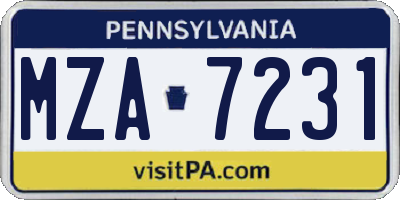 PA license plate MZA7231