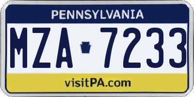 PA license plate MZA7233