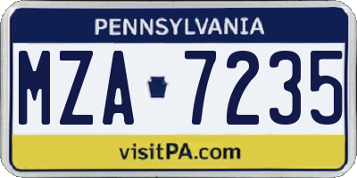 PA license plate MZA7235