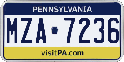 PA license plate MZA7236