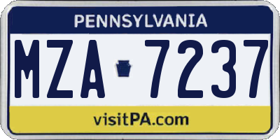 PA license plate MZA7237