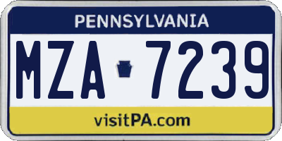 PA license plate MZA7239