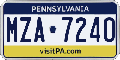 PA license plate MZA7240