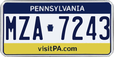 PA license plate MZA7243