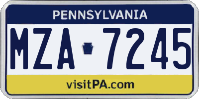 PA license plate MZA7245