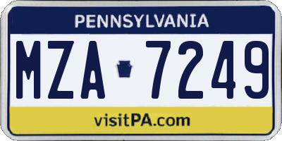 PA license plate MZA7249