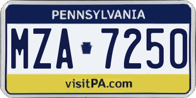 PA license plate MZA7250