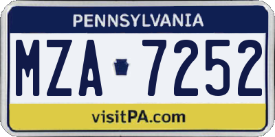 PA license plate MZA7252