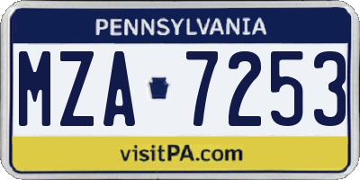 PA license plate MZA7253