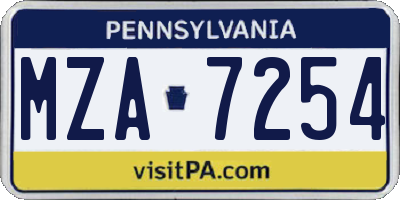 PA license plate MZA7254