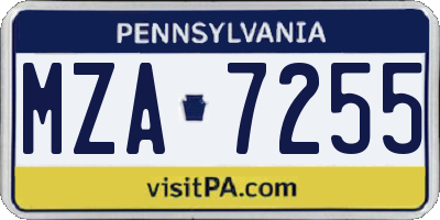 PA license plate MZA7255