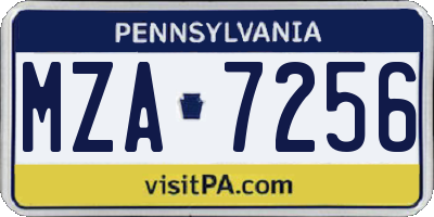 PA license plate MZA7256