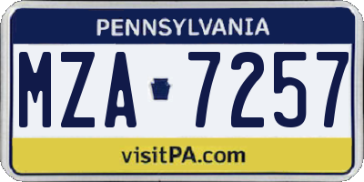 PA license plate MZA7257