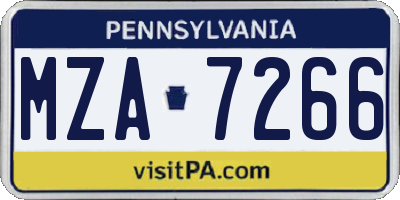 PA license plate MZA7266