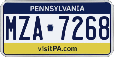 PA license plate MZA7268