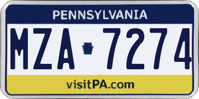 PA license plate MZA7274