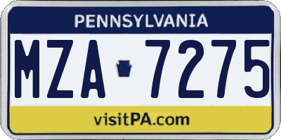 PA license plate MZA7275