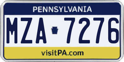 PA license plate MZA7276