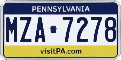 PA license plate MZA7278