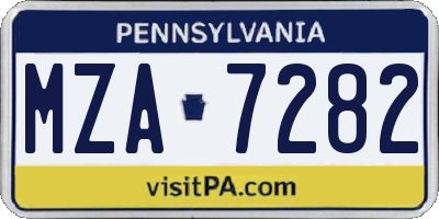 PA license plate MZA7282